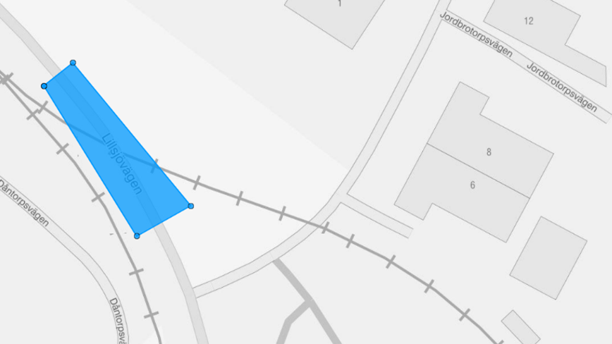 Kartbild som visar avstägning av Lillsjövägen mellan den 15-19 maj