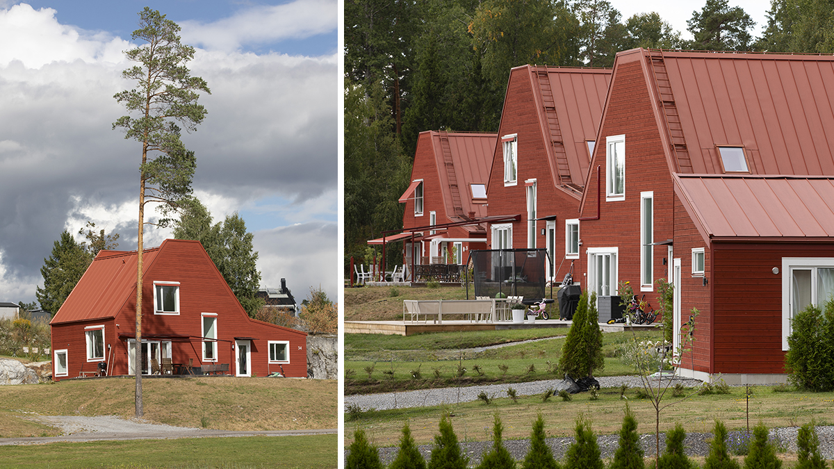 Röda trävillor i vinkel