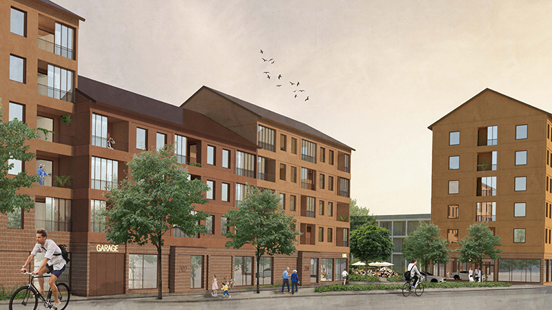 Visionsbild Norra kvarteren, vy sett från Södra Jordbrovägen