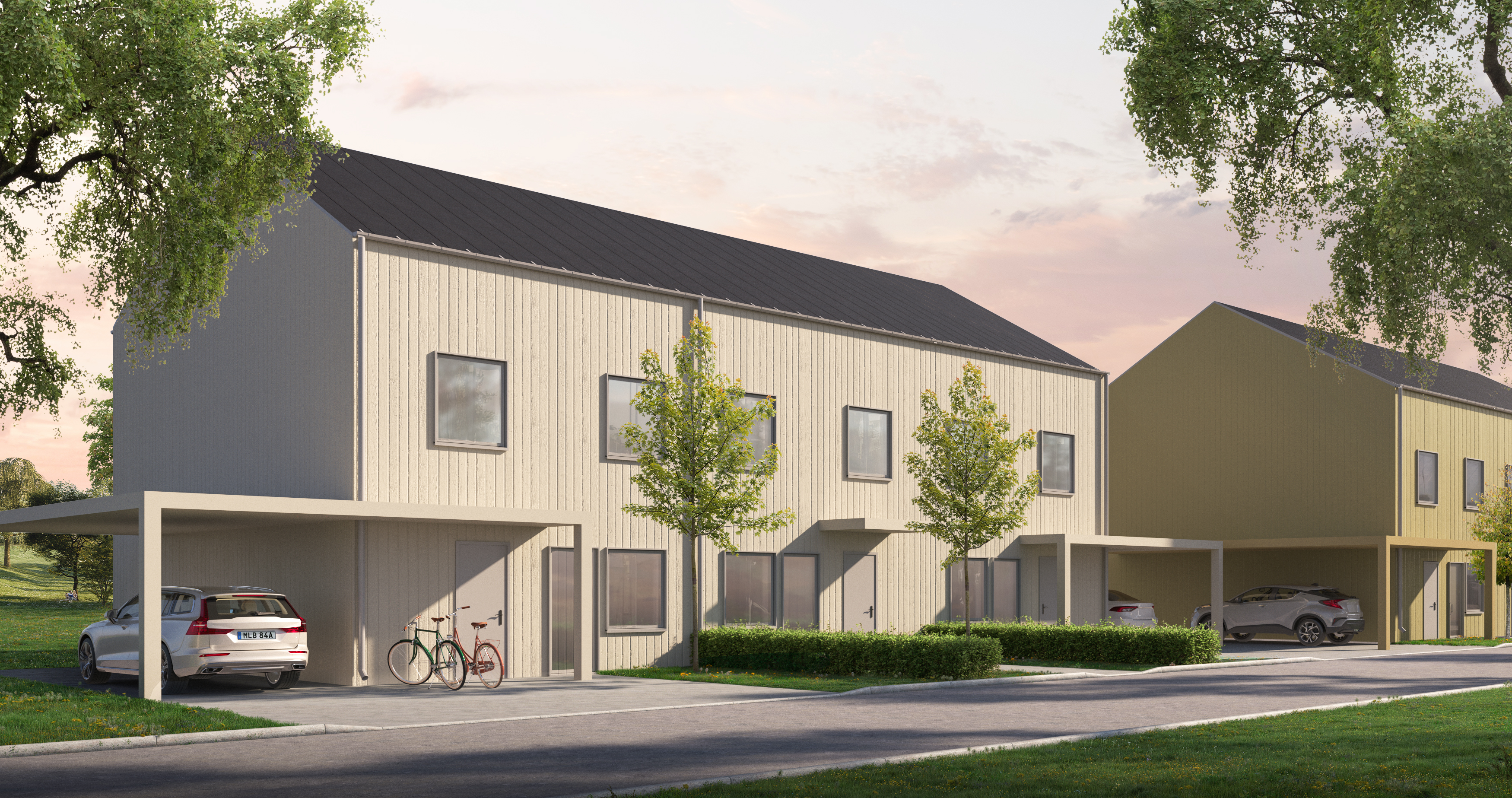 Visualisering som visar ett förslag på hur fasaderna skulle kunna se ut.