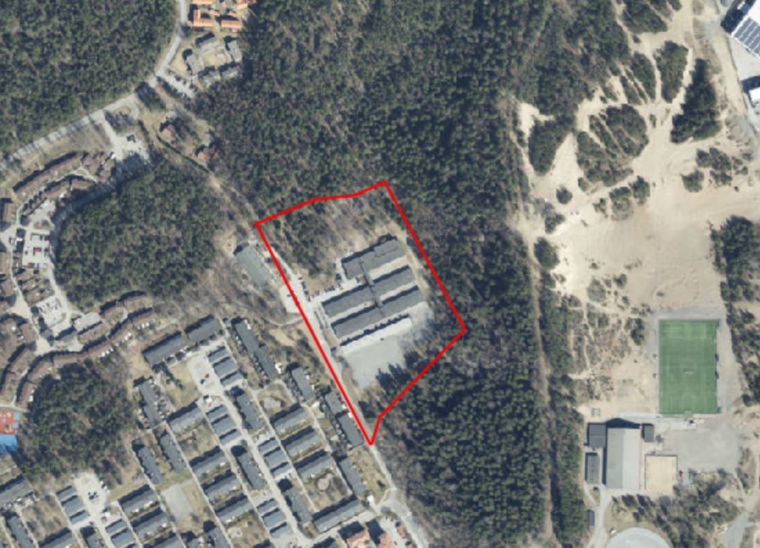 Flygbild över planområdet